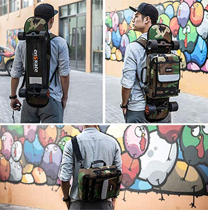 Electric Skateboard 34inch Longboard Bag, 3-in-1 Universal Backpack with Strap Shoulder Handy Handbag Camouflage Oxford Skate Board Fashion Backlight  Carrying Backpack Bag