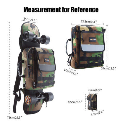 Electric Skateboard 34inch Longboard Bag, 3-in-1 Universal Backpack with Strap Shoulder Handy Handbag Camouflage Oxford Skate Board Fashion Backlight  Carrying Backpack Bag