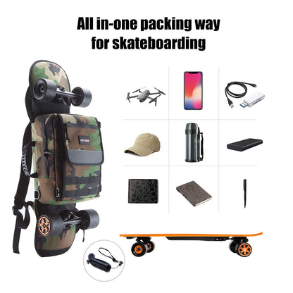 Electric Skateboard 34inch Longboard Bag, 3-in-1 Universal Backpack with Strap Shoulder Handy Handbag Camouflage Oxford Skate Board Fashion Backlight  Carrying Backpack Bag