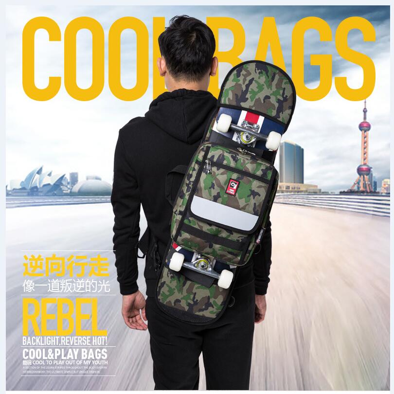 Street Skateboard Backpack Single-Shoulder Double Rocker Carrying Bag 900D Nylon Oxford Knapsack Suits For 21x90cm Decks